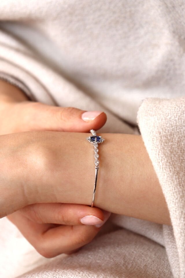 Safir Vintage Pırlanta Kelepçe