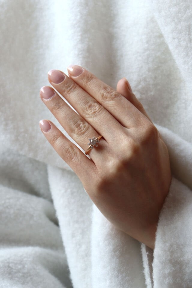 0.55 Ct Vintage Lotus Pırlanta Yüzük