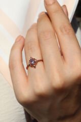 Vintage Ametist & Pırlanta Yüzük