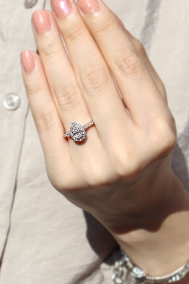 0.38 ct Coronet Damla  Pırlanta Yüzük Sarı Altın - 6