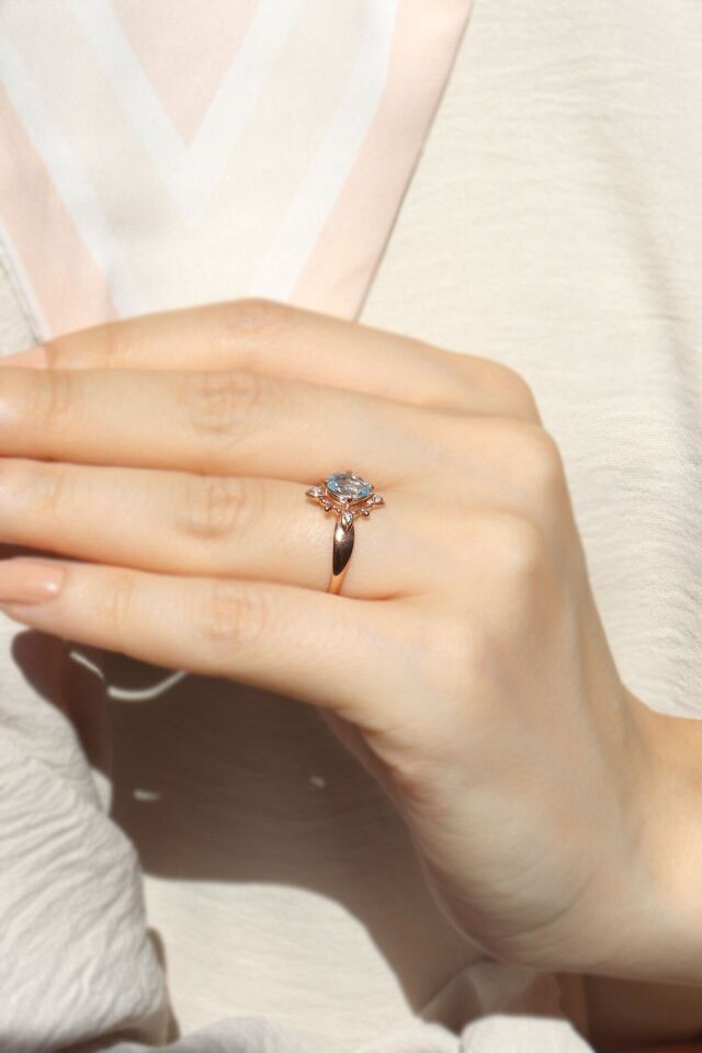 Vintage Aquamarine & Pırlanta Yüzük