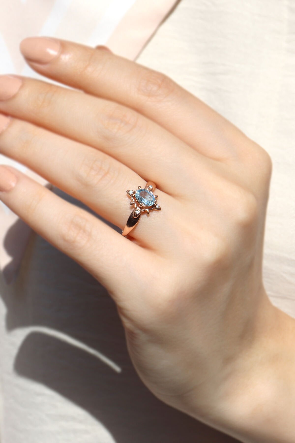 Vintage Aquamarine & Pırlanta Yüzük