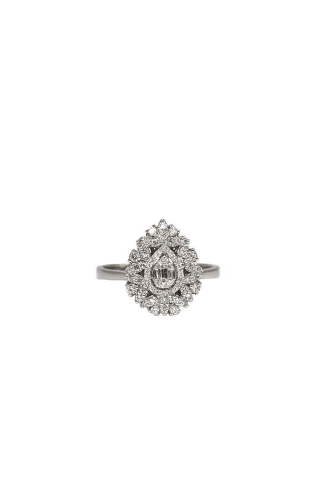 0.48 ct Coronet Damla Pırlanta Yüzük Rose Altın - 18