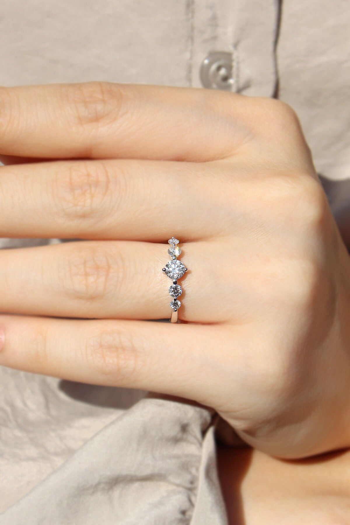 Vintage Pırlanta Yüzük Beyaz Altın - 20
