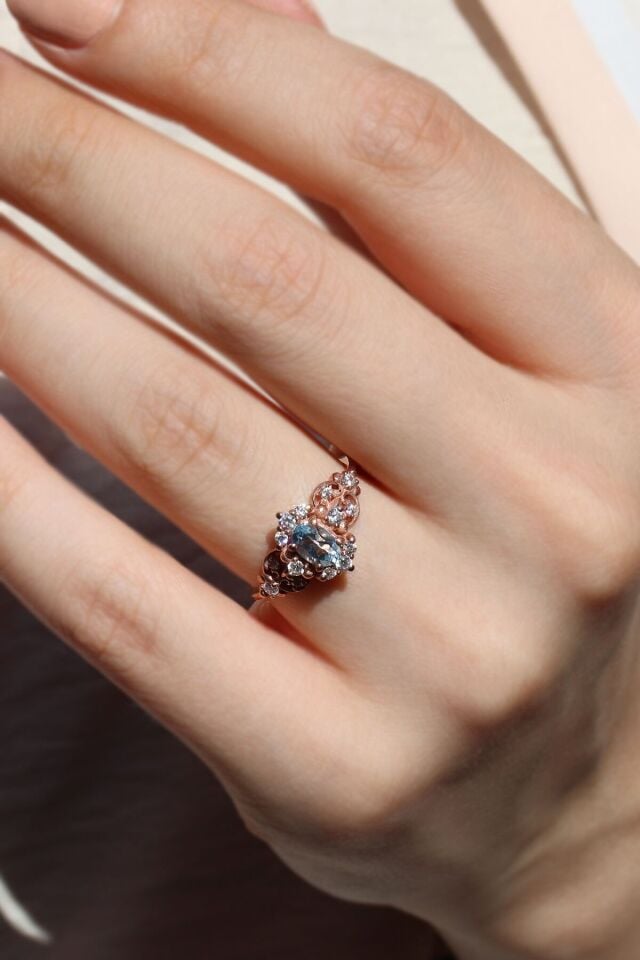 Vintage Aquamarine & Pırlanta Yüzük