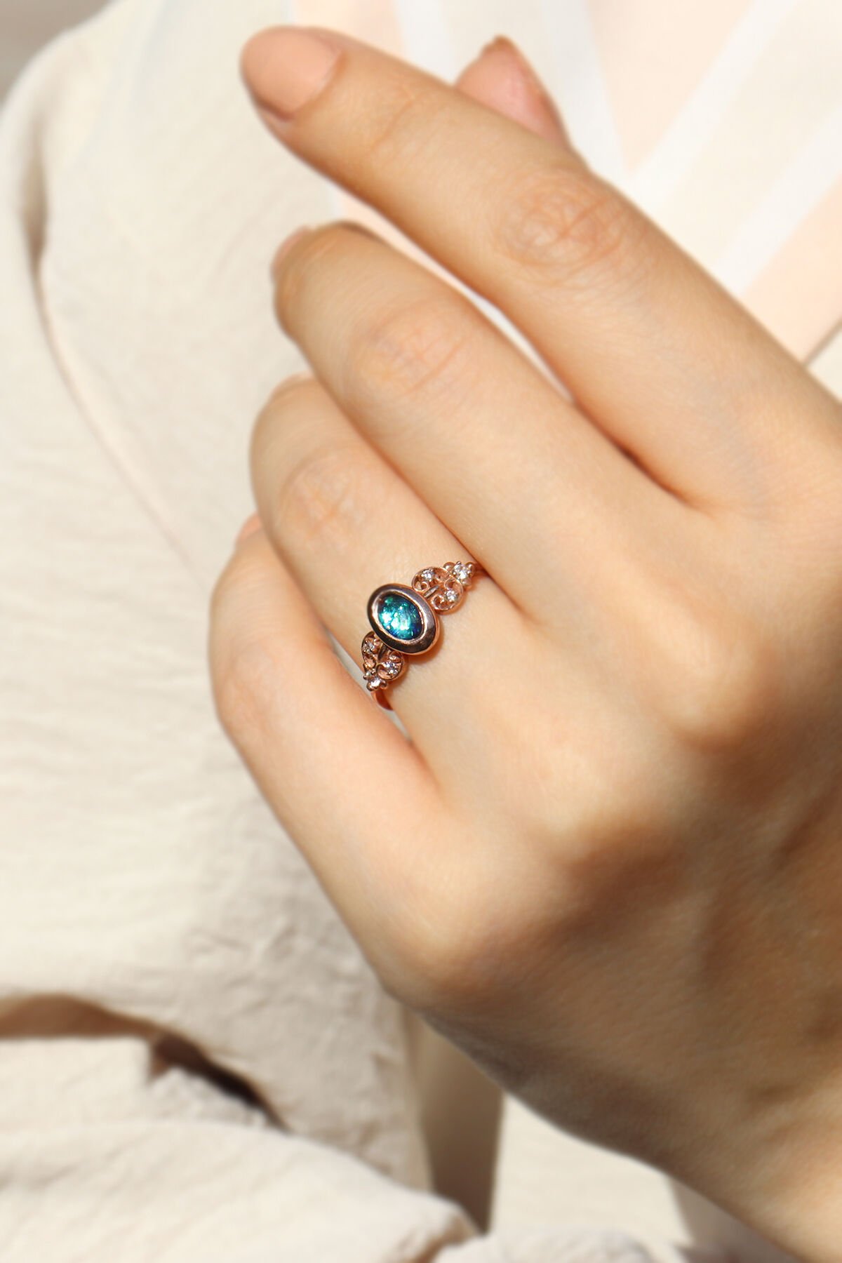 Vintage Opal & Pırlanta Yüzük